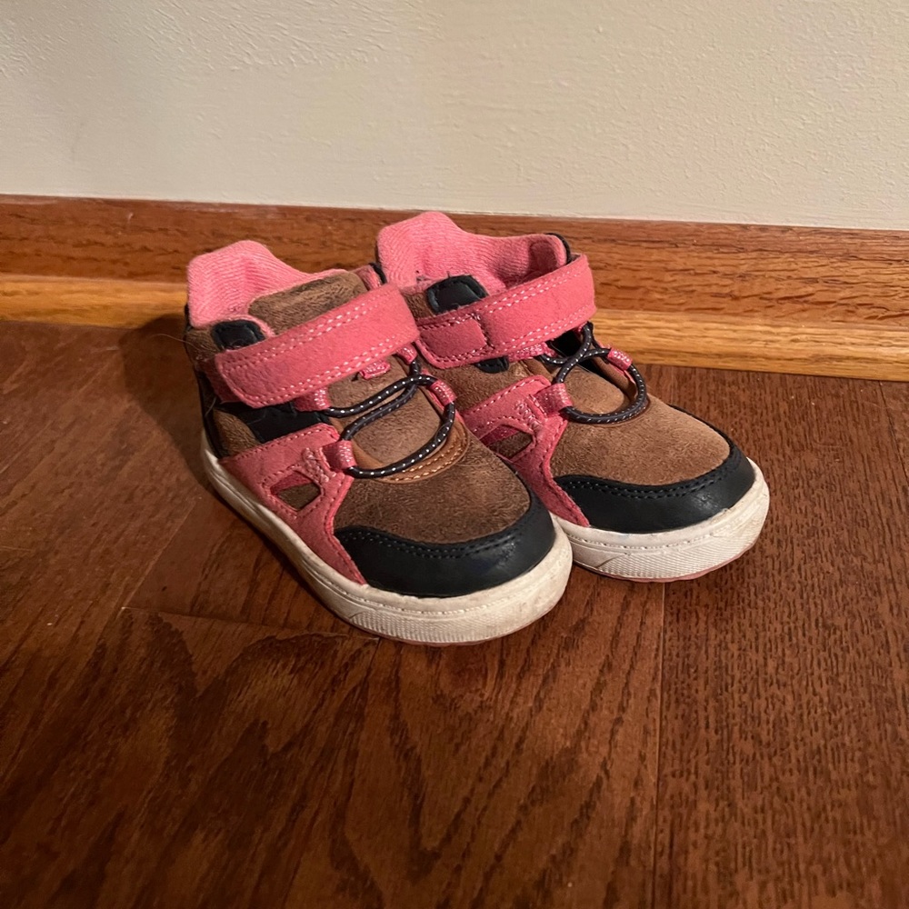 toddler boots pink & tan size 5